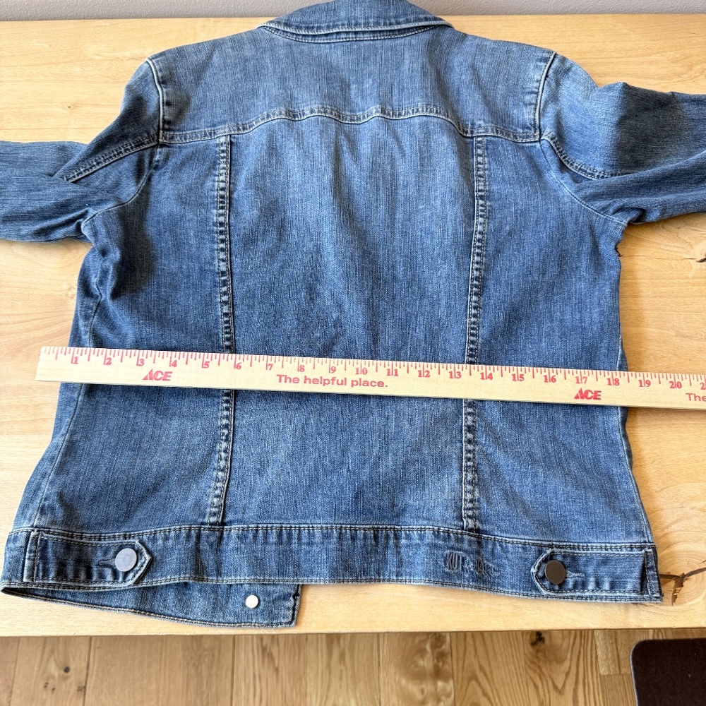KUT FROM THE KLOTH AMELIA DENIM JEANS JACKET LT DISTRESSING CASUAL CLASSIC BOHO - Picture 8 of 12